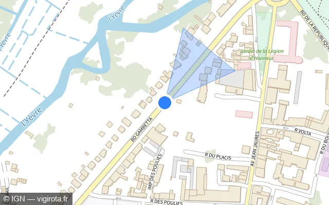 Vue plan de l'emplacement du radar tourelle à Bourges sur Boulevard Gambetta