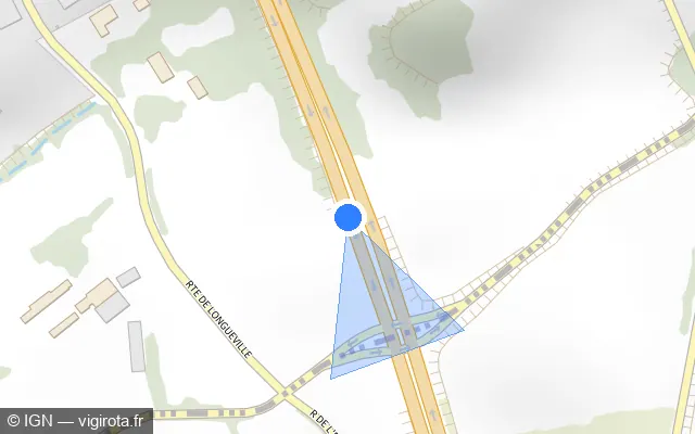 Vue plan de l'emplacement du radar tourelle à Longueville sur N 42