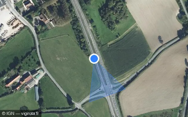 Vue satellite de l'emplacement du radar tourelle à Longueville sur N 42