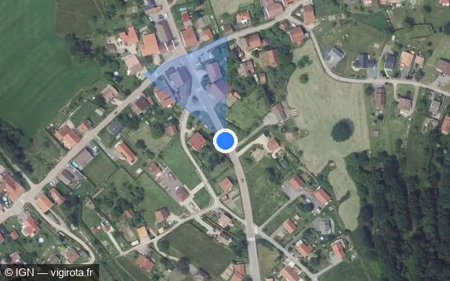 Vue satellite de l'emplacement du radar tourelle à Jussarupt sur Route de Granges / D 423