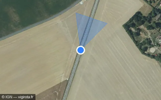 Vue satellite de l'emplacement du radar tourelle à Le Plessis-Grohan sur D 51