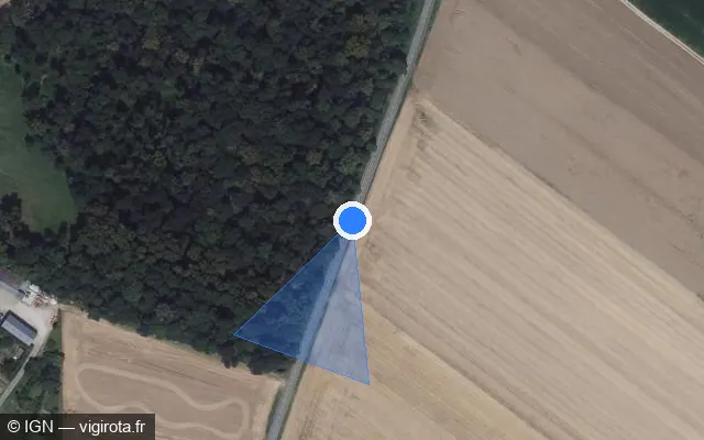 Vue satellite de l'emplacement du radar tourelle à Ô-de-Selle sur D 210