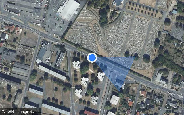 Vue satellite de l'emplacement du radar tourelle à Nevers sur Rue Henry Bouquillard / D 40