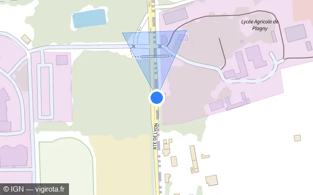 Vue plan de l'emplacement du radar tourelle à Challuy sur D 907