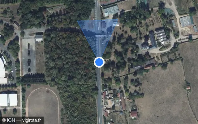 Vue satellite de l'emplacement du radar tourelle à Challuy sur D 907