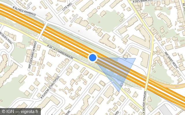 Vue plan de l'emplacement du radar fixe à Toulouse sur A 620 / E 80 / Périphérique Extérieur