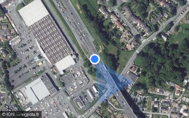 Vue satellite de l'emplacement du radar fixe à Hérouville-Saint-Clair sur N 814 / E 46 / Périphérique Nord