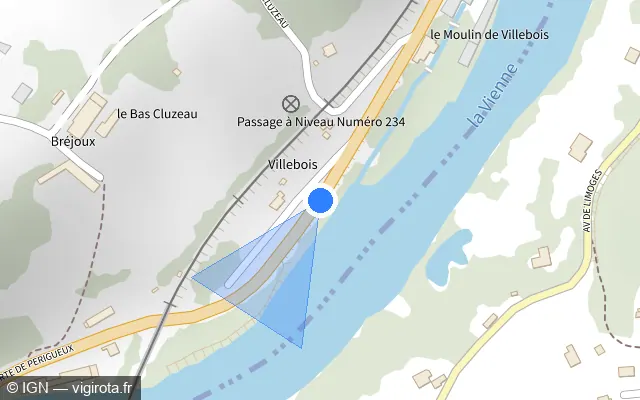 Vue plan de l'emplacement du radar tourelle à Condat-sur-Vienne sur Route de Périgueux / N 21
