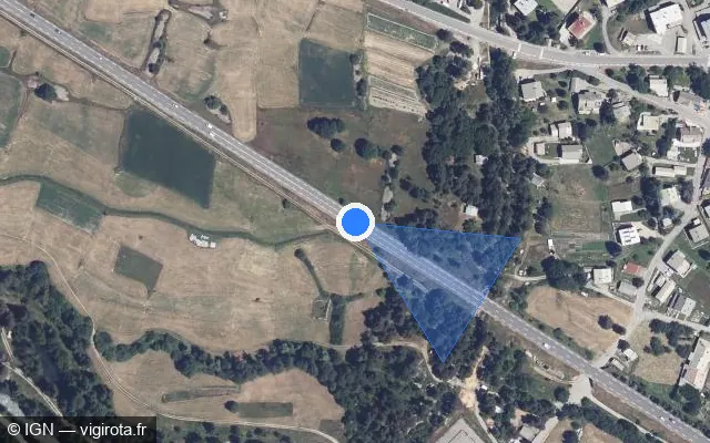 Vue satellite de l'emplacement du radar fixe à Saint-Chaffrey sur D 1091