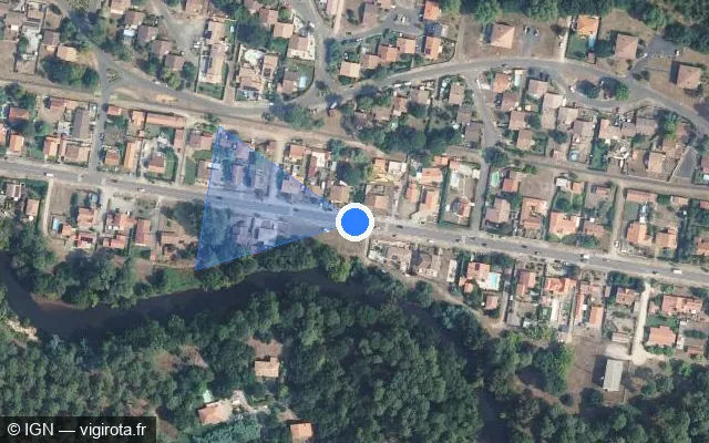 Vue satellite de l'emplacement du radar tourelle à Mimizan sur Avenue de la Plage / D 626
