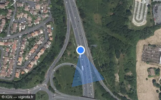 Vue satellite de l'emplacement du radar tourelle à Artigues-près-Bordeaux sur N 230 / E 05 / E 70 / Rocade Intérieure