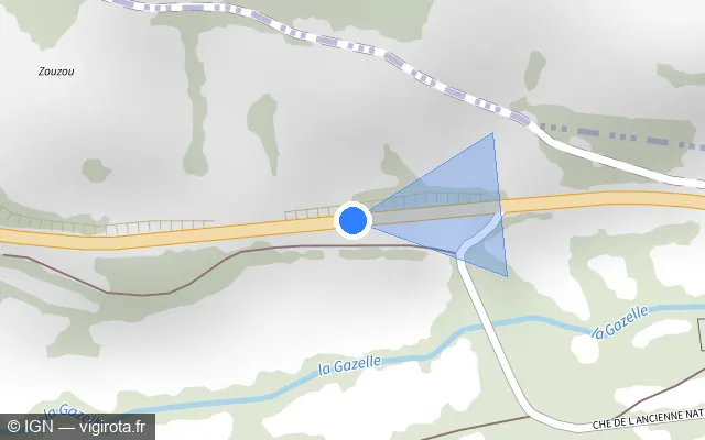 Vue plan de l'emplacement du radar tourelle à Vazeilles-Limandre sur N 102