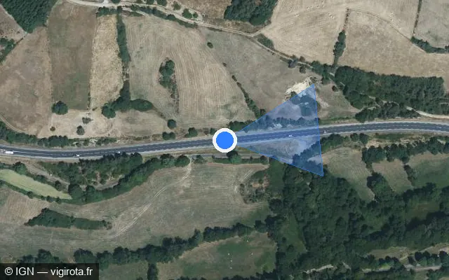 Vue satellite de l'emplacement du radar tourelle à Vazeilles-Limandre sur N 102