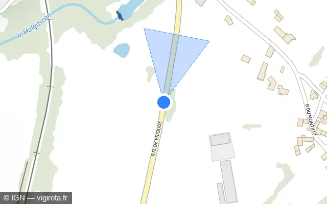 Vue plan de l'emplacement du radar tourelle à Mazeyrat-d'Allier sur D 56