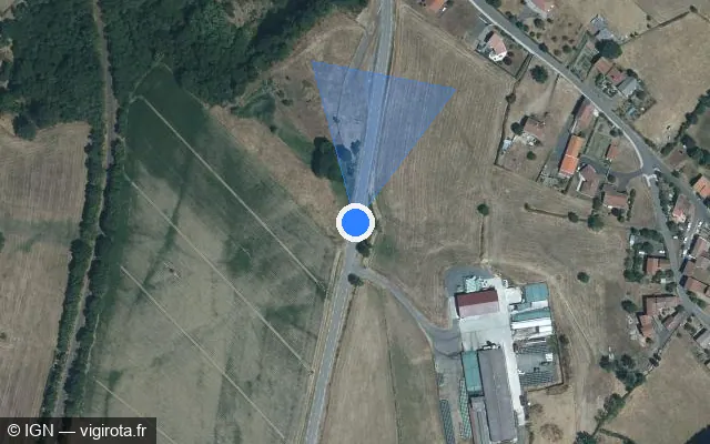 Vue satellite de l'emplacement du radar tourelle à Mazeyrat-d'Allier sur D 56