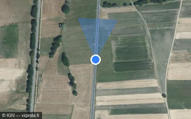 Vue satellite de l'emplacement du radar tourelle à Saint-Vincent sur Route des Gorges de la Loire / D 103