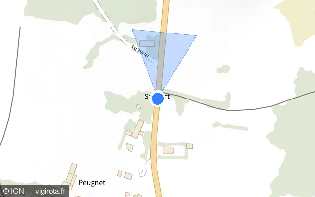 Vue plan de l'emplacement du radar tourelle à Bellevue-la-Montagne sur D 906