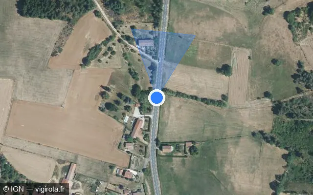 Vue satellite de l'emplacement du radar tourelle à Bellevue-la-Montagne sur D 906