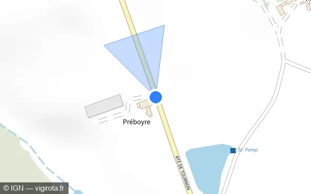 Vue plan de l'emplacement du radar tourelle à Bourlens sur D 102
