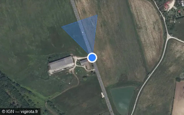 Vue satellite de l'emplacement du radar tourelle à Bourlens sur D 102