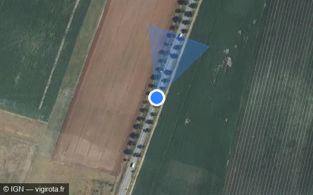 Vue satellite de l'emplacement du radar tourelle à Aubiat sur D 2009