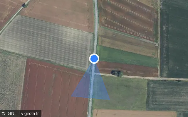 Vue satellite de l'emplacement du radar tourelle à Maringues sur D 1093