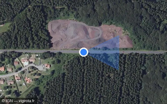 Vue satellite de l'emplacement du radar tourelle à Saint-Ours sur D 943