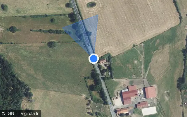 Vue satellite de l'emplacement du radar tourelle à Jozerand sur D 2144
