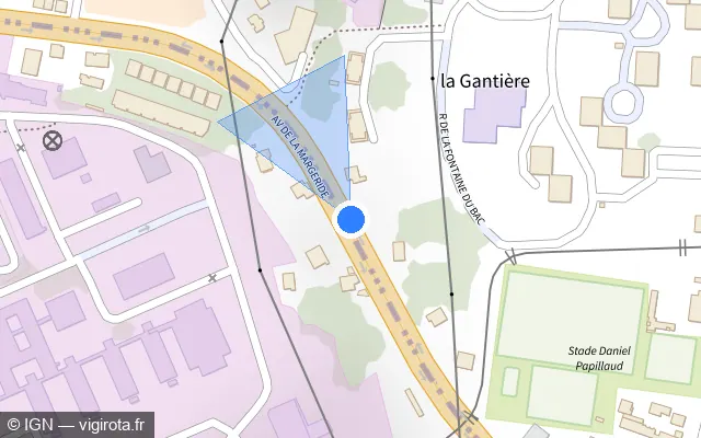 Vue plan de l'emplacement du radar tourelle à Aubière sur Avenue de la Margeride / M 2099