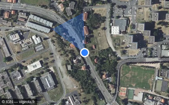Vue satellite de l'emplacement du radar tourelle à Aubière sur Avenue de la Margeride / M 2099