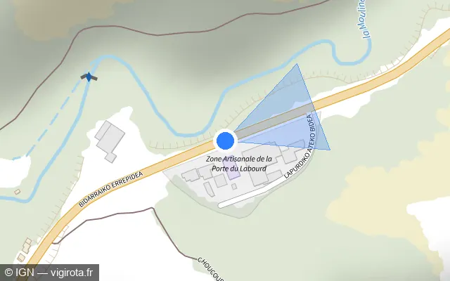 Vue plan de l'emplacement du radar tourelle à Louhossoa sur Bidarraiko errepidea / D 918