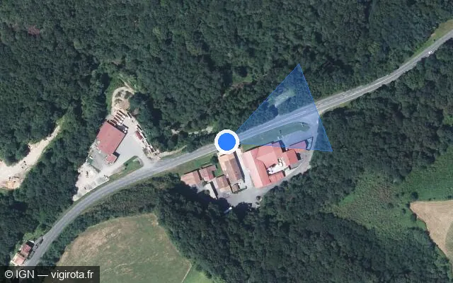 Vue satellite de l'emplacement du radar tourelle à Louhossoa sur Bidarraiko errepidea / D 918