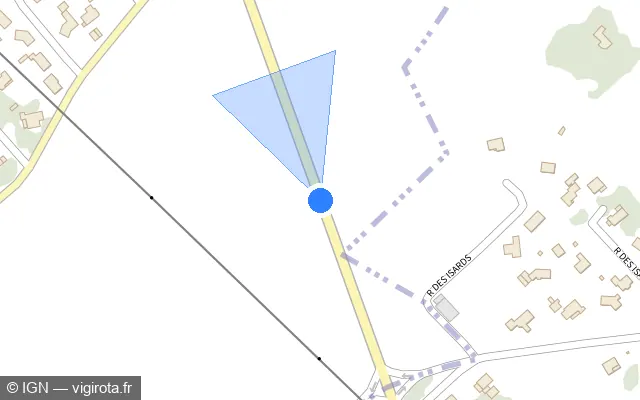 Vue plan de l'emplacement du radar tourelle à Bordes sur D 938