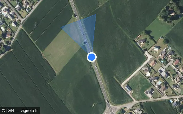 Vue satellite de l'emplacement du radar tourelle à Bordes sur D 938