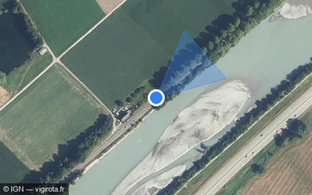 Vue satellite de l'emplacement du radar tourelle à Coise-Saint-Jean-Pied-Gauthier sur D 1006