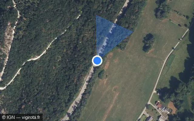 Vue satellite de l'emplacement du radar tourelle à Saint-Jean-de-Couz sur Route du Cheval Blanc / D 1006