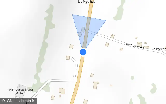 Vue plan de l'emplacement du radar tourelle à Entrelacs sur Rue du Revard / D 1201