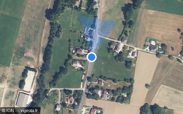 Vue satellite de l'emplacement du radar tourelle à Entrelacs sur Rue du Revard / D 1201