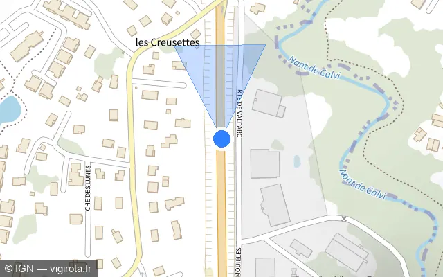 Vue plan de l'emplacement du radar tourelle à Poisy sur D 3508
