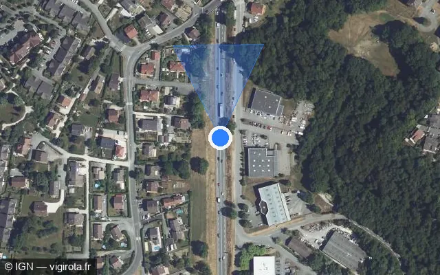 Vue satellite de l'emplacement du radar tourelle à Poisy sur D 3508