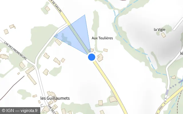 Vue plan de l'emplacement du radar tourelle à Graulhet sur Route de Gaillac / D 964