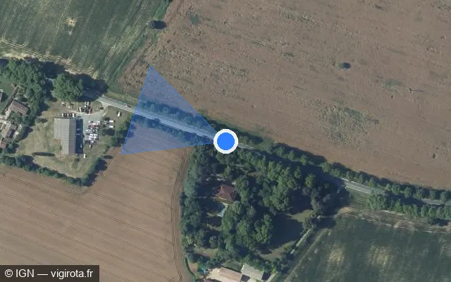 Vue satellite de l'emplacement du radar tourelle à Cuq-Toulza sur Avenue de Castres / D 926