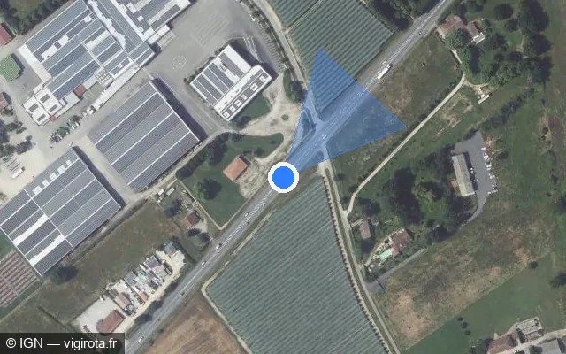 Vue satellite de l'emplacement du radar tourelle à Albias sur D 820