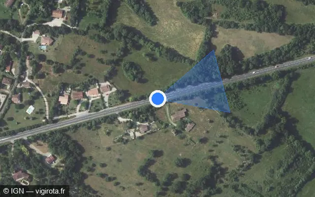 Vue satellite de l'emplacement du radar tourelle à Monteils sur Route du Causse / D 926