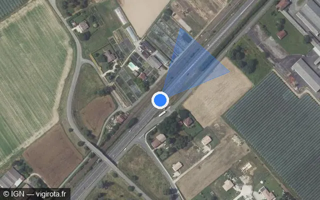Vue satellite de l'emplacement du radar tourelle à Cayrac sur D 820