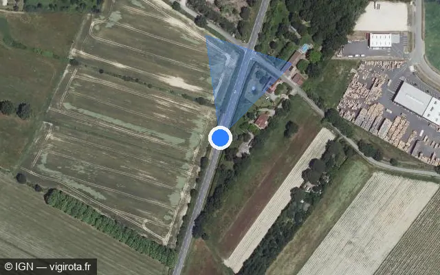 Vue satellite de l'emplacement du radar tourelle à Campsas sur D 820