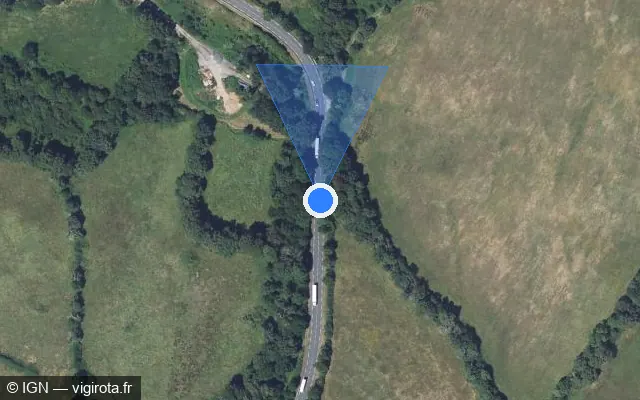Vue satellite de l'emplacement du radar tourelle à Saint-Bonnet-de-Bellac sur N 147 / E 62