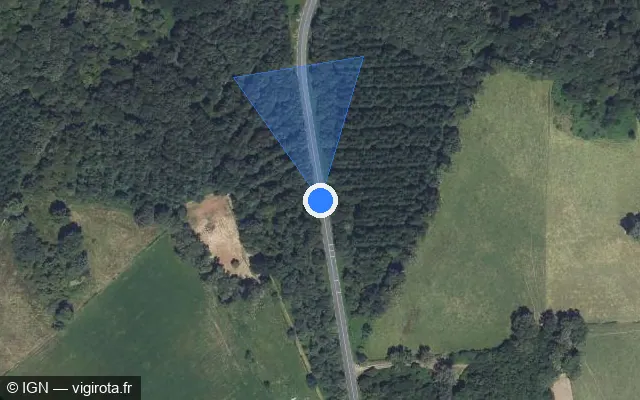 Vue satellite de l'emplacement du radar tourelle à Breuilaufa sur N 147