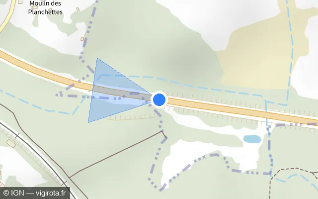 Vue plan de l'emplacement du radar tourelle à Chaptelat sur Rocade Nord-Ouest / N 520
