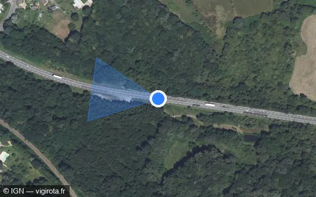 Vue satellite de l'emplacement du radar tourelle à Chaptelat sur Rocade Nord-Ouest / N 520